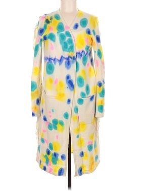Mini Rose Tie Dye Cashmere Fringe Midi Open Cardigan Size Medium